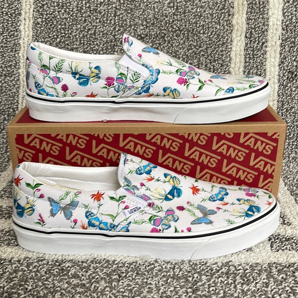 Vans Classic Slip-On Butterfly Floral Marshmallow MENS - Picture 2 of 16